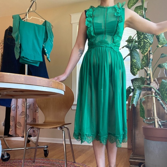 Elegant Green Lace Ted Baker Dress Size 0 - Picture 3 of 8